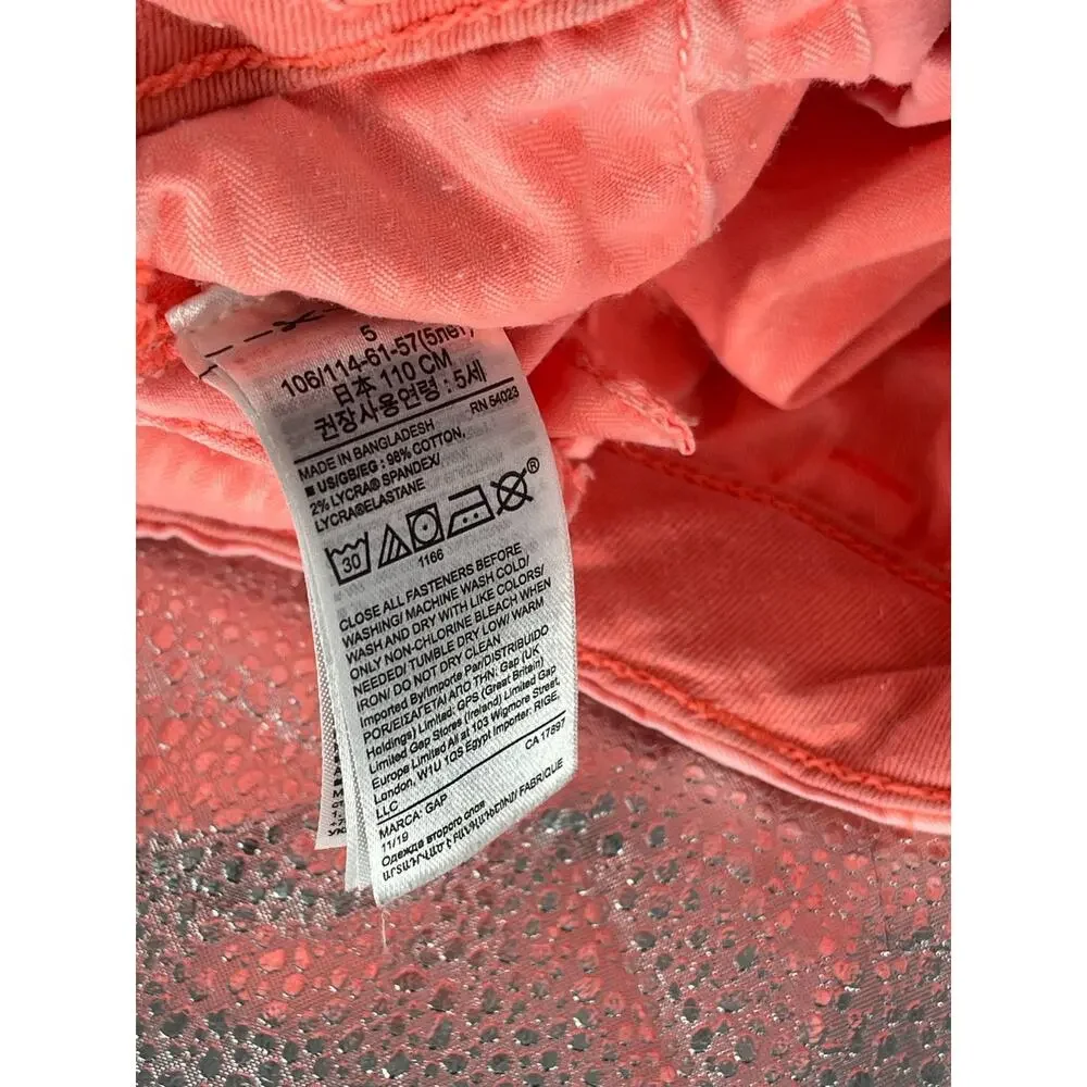 Gap Boys Neon Orange Coral Chino Shorts Youth Size 5